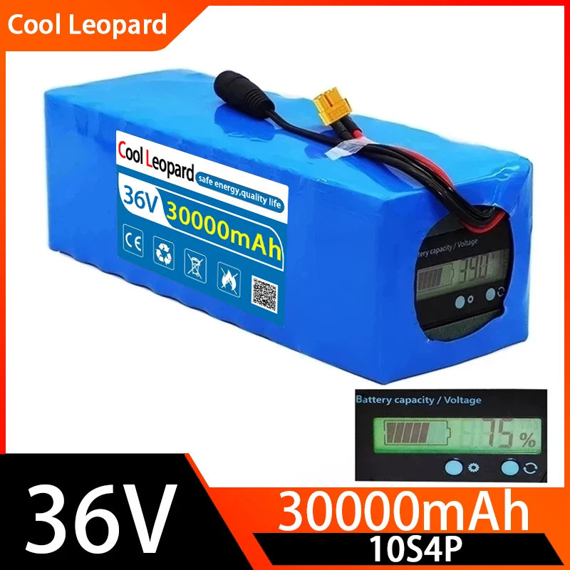 

36V 10S4P 30Ah Battery Pack 1000W High-Power Battery 42V 30000mAh Ebike Electric Bicycle BMS Capacity Indicator+42V Charger