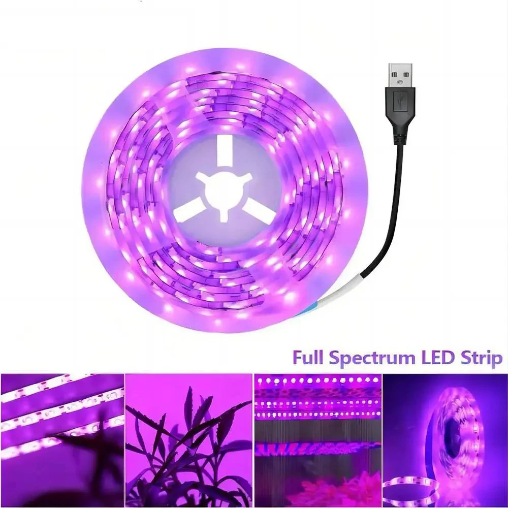 DC5V Full Spectrum Plant Grower Flower Light 1m/2m/3m/5m/10m USB Interface SMD Flexible Tape Suitable for Indoor Seedlings Seeds
