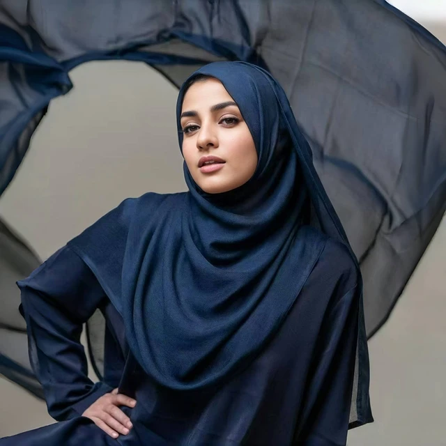 32Colors Modal Polyester Hijab Scarf Two Line Stitching Muslim Long Scarves Light Weight Soft Turban Shawl Solid Scarves 3