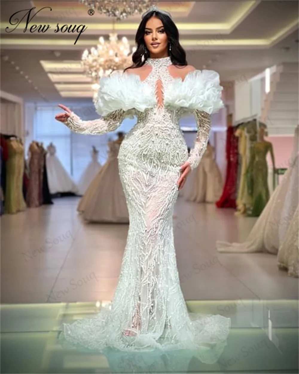 

Customized Off Shoulder Celebrity Dresses Vestidos De Gala Elegant Light Green Mermaid Evening Dresses Beading Dubai Party Gowns