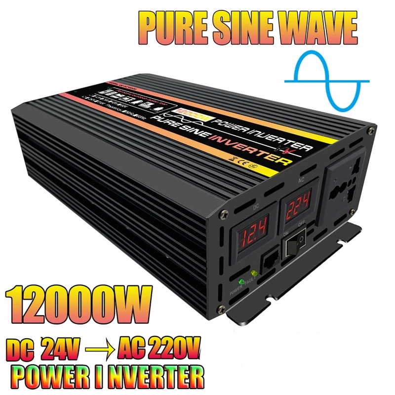 

12000W Pure Sine Wave Power Inverter Home/Car Inverter DC 12V/24V/48V/60V To 220V Portable Pure Sine Wave Inverter