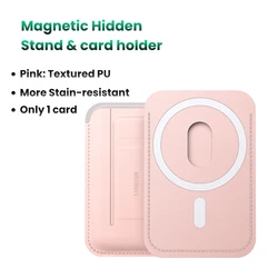 Magnetic Card Holder and Phone Stand with Wallet Case and Foldable Design (Pink)