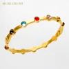 Rainbow Rhinestone Stainless Steel Bangle for Women 2023 New in Gold Plated Jewelry Luxury Gold Color Girlfriend Friend Gift 1