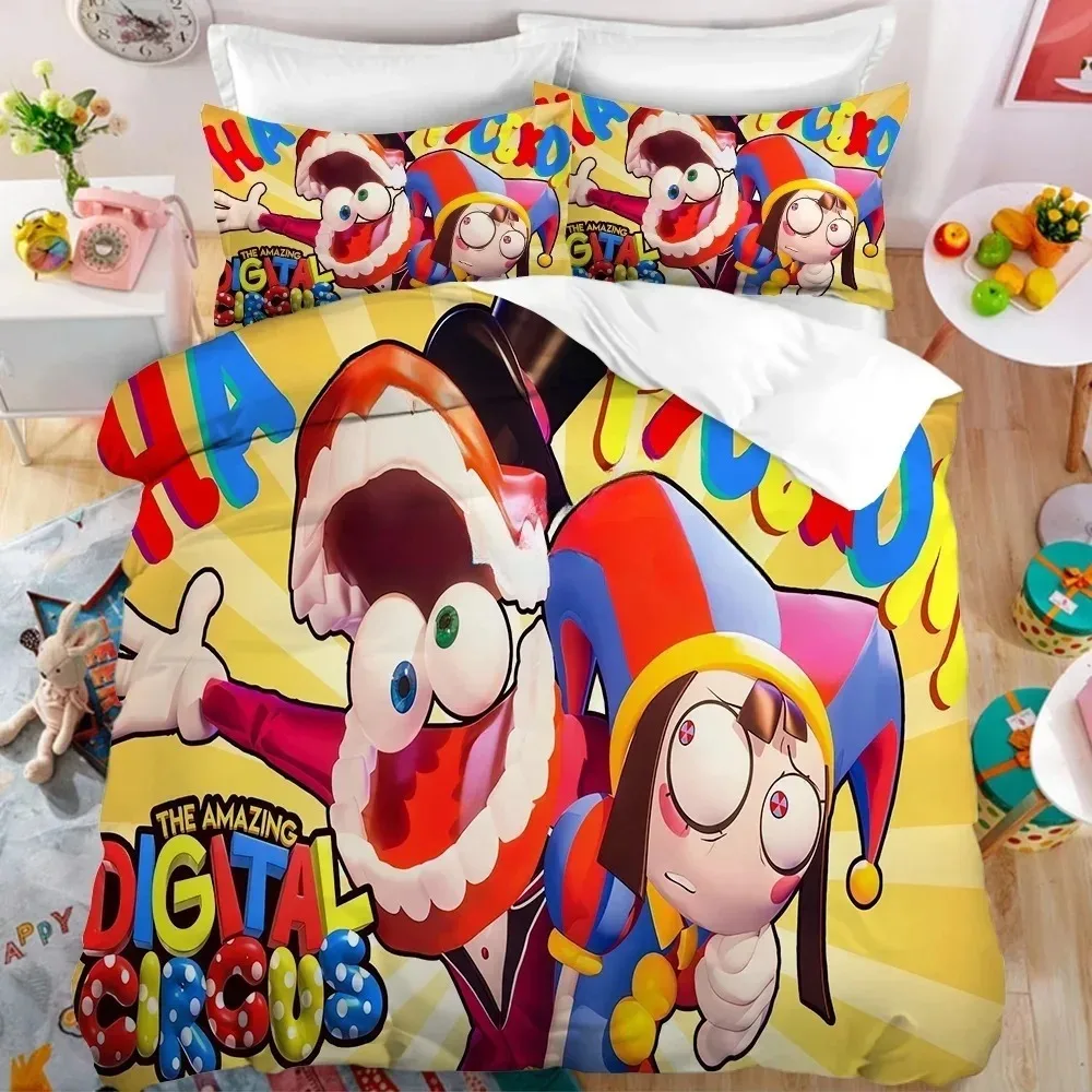 Biancheria da letto per bambini cm, set biancheria da letto Pomni con federa, il fantastico set biancheria da letto digitale del circo, regali di compleanno - immagine 5