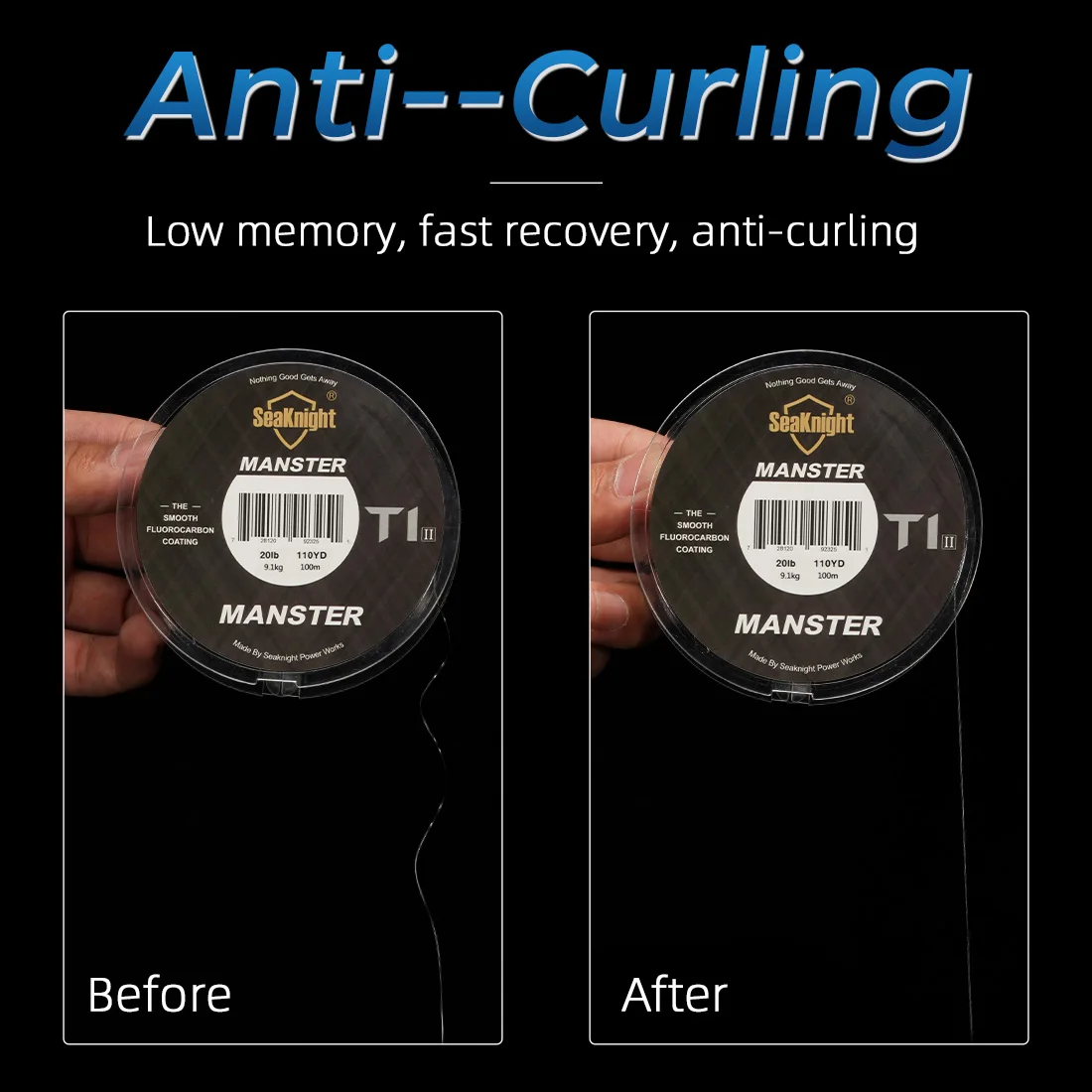 SeaKnight MANSTER T1 II Series Two-layer Fluorocarbon Coating Fishing Line 100M Upgrade Fast Sinking Line Stronger 3-35LB fishing line fishing tackle
