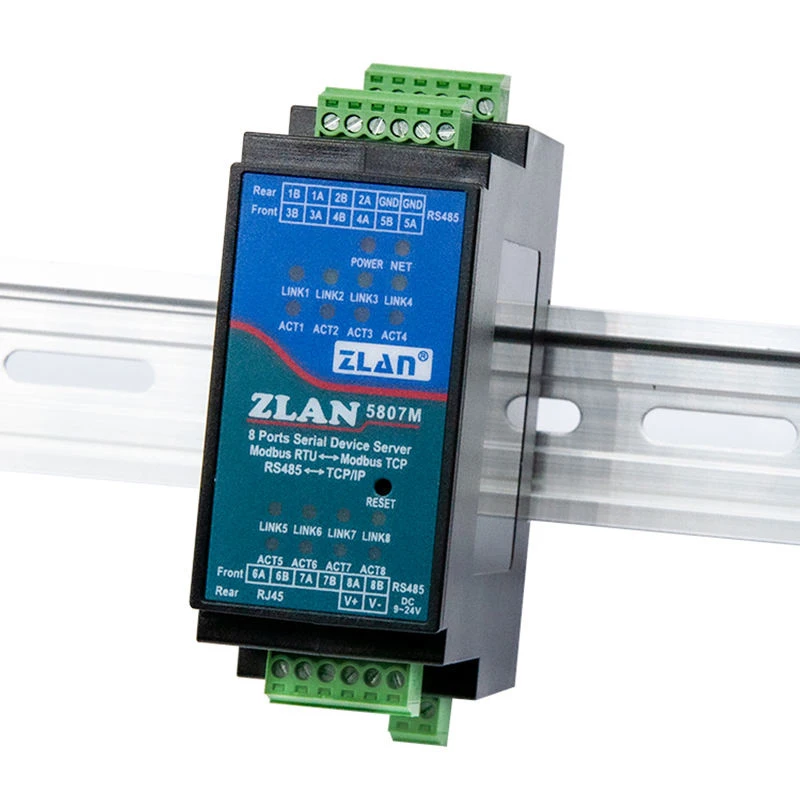 ZLAN5807M 8포트 RS485 이더넷 TCP IP 모드버스 게이트웨이 RTU에서 TCP MQTT JSON 변환기