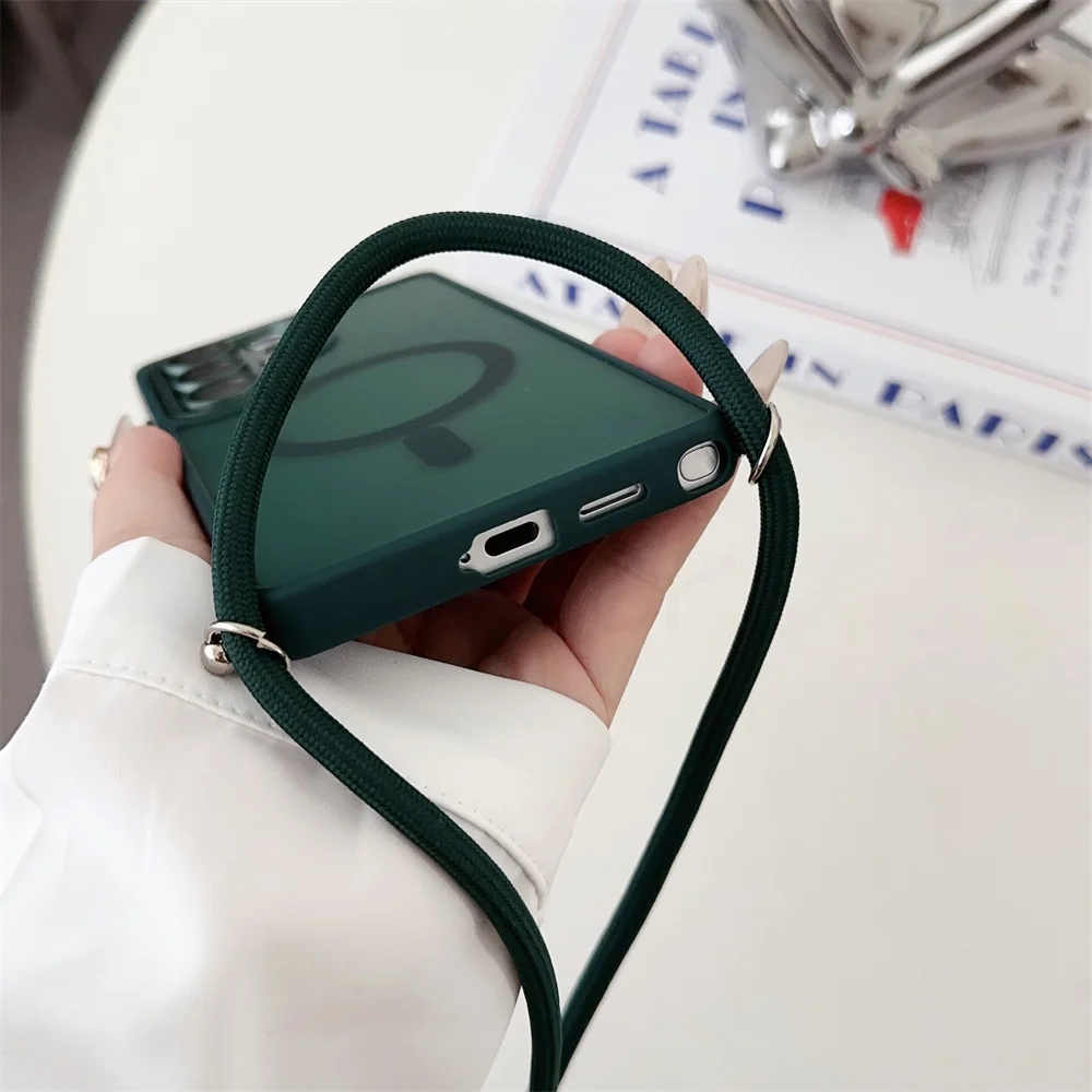 Adjustable Crossbody Rope Lanyard with Lens Protection for Magsafe Wireless Charge Cases