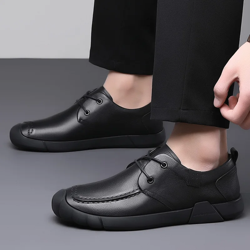 

Lightweight Genuine Leather Comfortable Men Casual Shoes For Men Work shose Rubber Spring/Autumn NONE ashion hot new