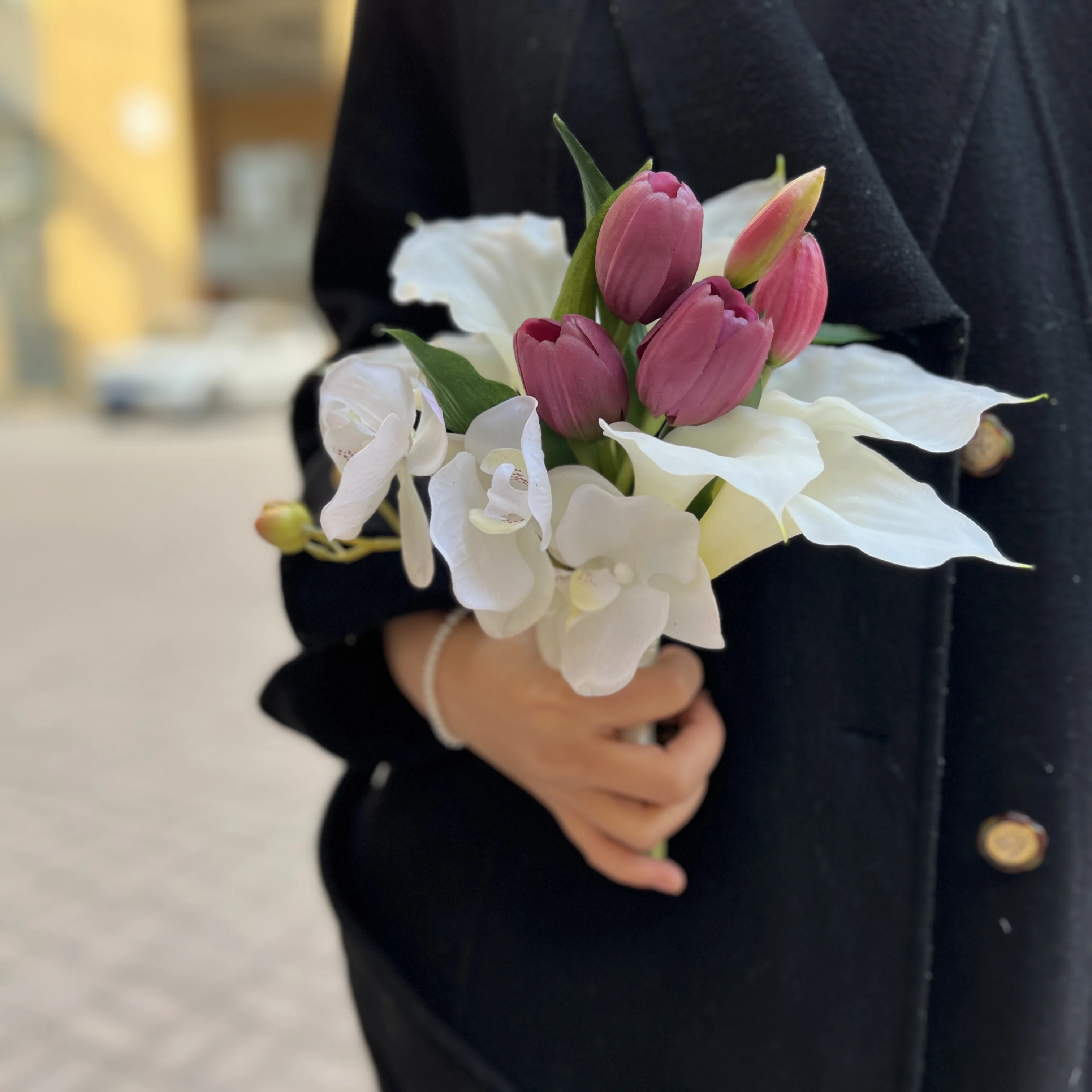 White Cala Lilies with Tulip Wedding Bouquet Bridal wedding Bridesmaid mix simultion hand-held bouquet ramo de boda de novia