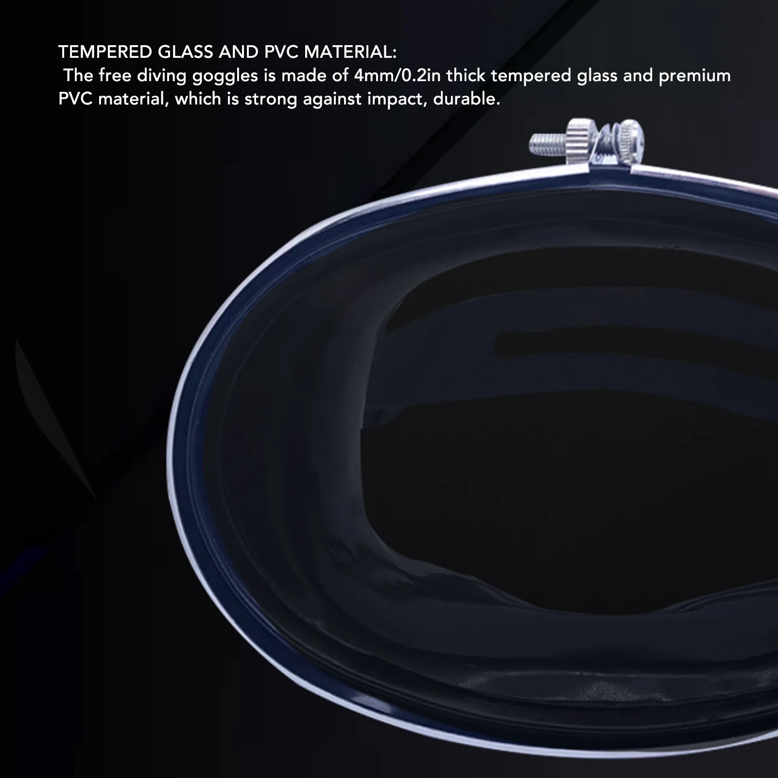 Diving Goggles Free HD Tempered Glass PVC Oval Shape Anti Fog Single Lens Scuba For Fisherman Black