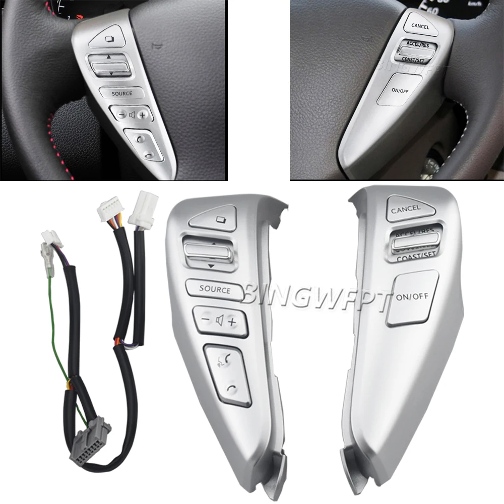 Фото Кнопки на руль 25550-3DA6A для Nissan Sentra Livina Almera Cube Versa Note, новинка, переключатель круиз-контроля, Кнопка громкости звука №1