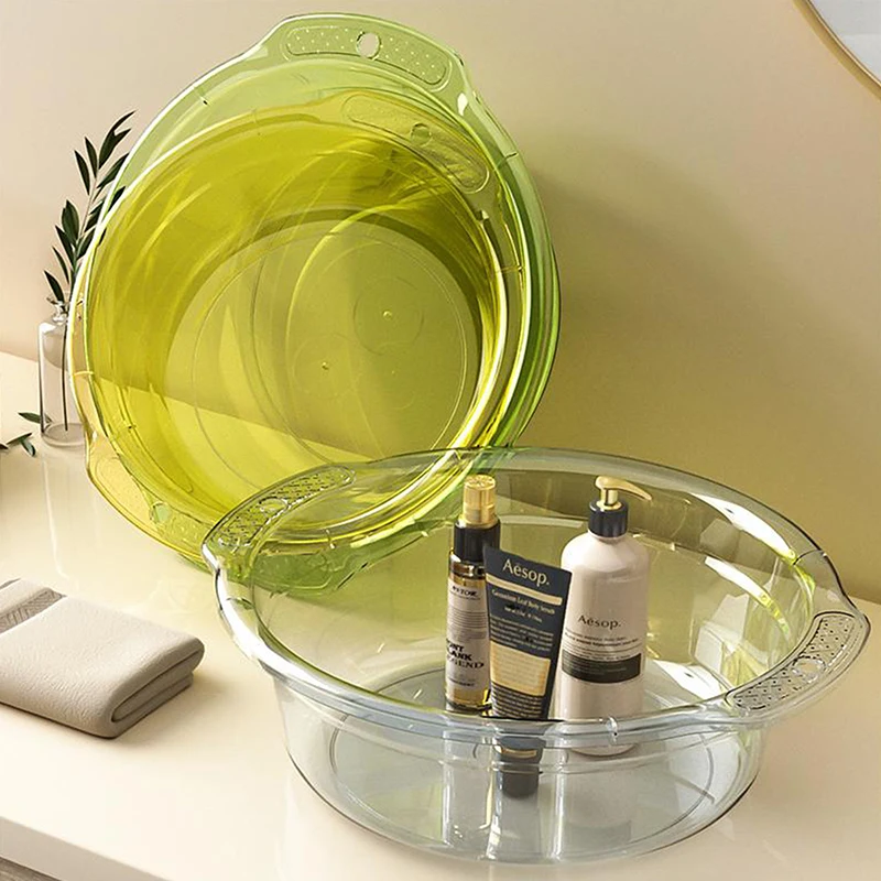 Transparent Washbasin Dormitory Student Washbasin Portable Travel Plastic Basin Household Water Basin 1PCS