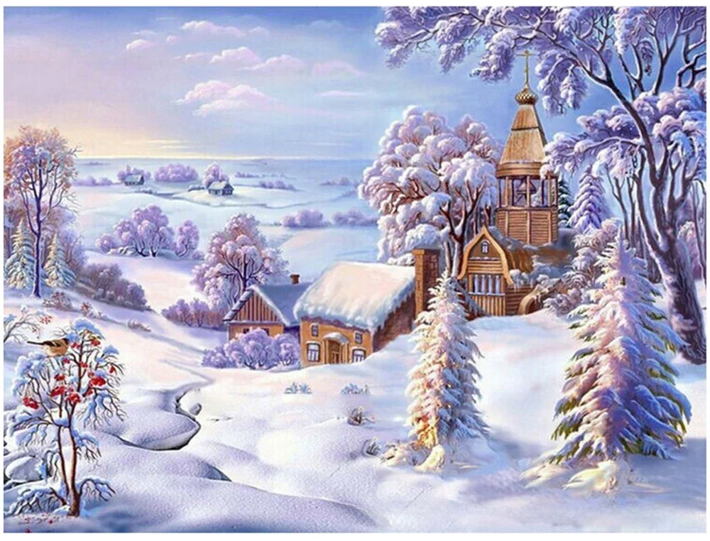 1000 Pieces Puzzle for Adult The White Snow Difficulty Decompression Games Educational Toys Christmas Gift Decorative Painting