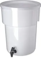 FoodService Products Round Beverage Dispenser Drink Dispenser with Spigot for Catering, Plastic, 5 Gallons, White 1