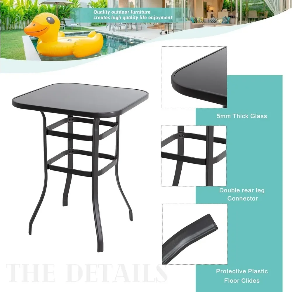 5-Piece Patio Swivel Bar Set with Glass Table 6