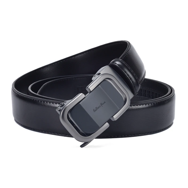 Men's leather ratchet belt 3.5cm wide adjustable formal jeans, comfortable cutting