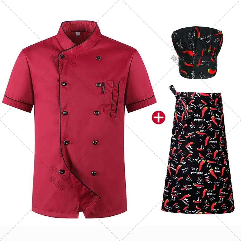 

Chef Uniform Wholesale Unisex Kitchen Bakery Catering work Cook Short Sleeve shirt Breathable Double Breasted Chef Jacket