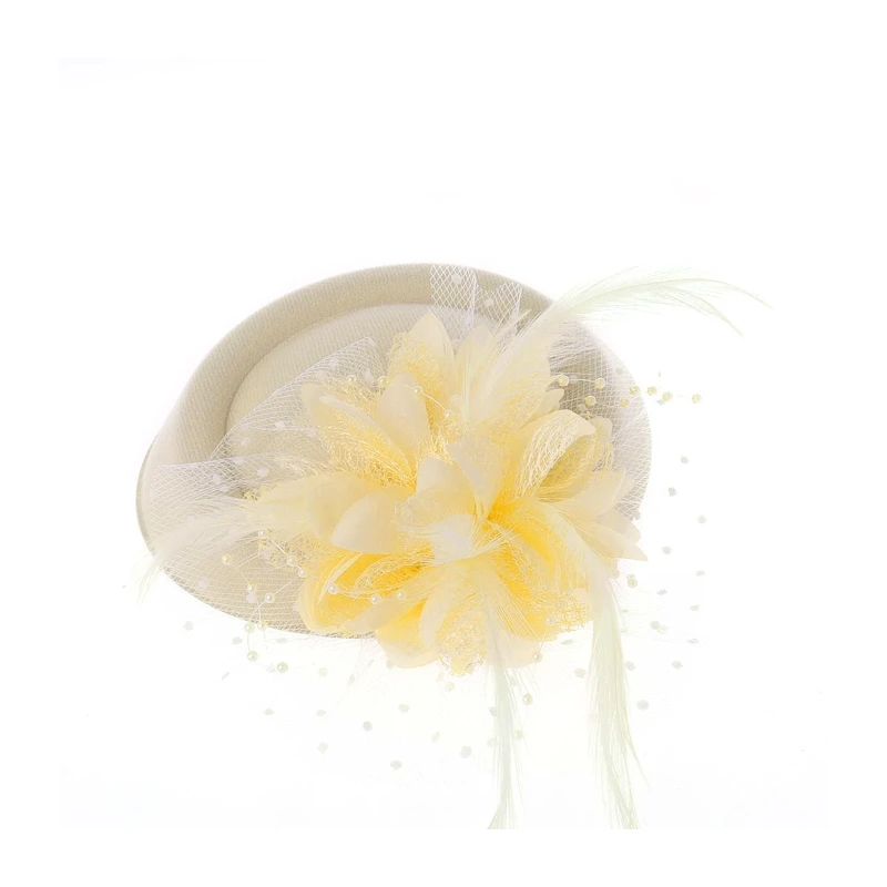 Women Fascinator Hat 20s Vintage Solid Color Pillbox Flower Mesh Veil Wedding Tea Party Headwear