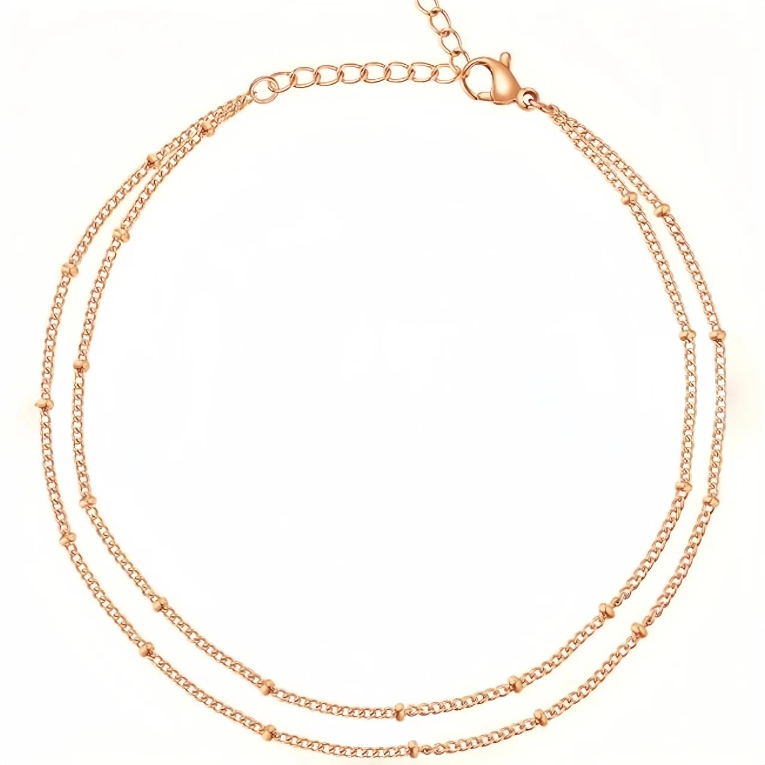 Women's stainless steel beaded anklet fashion casual niche design sexy small beads double-layer jewelry gifts