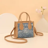 Texture versatile women's handbag exquisite fashion trend denim messenger bag exquisite fashion small square bag for commuting