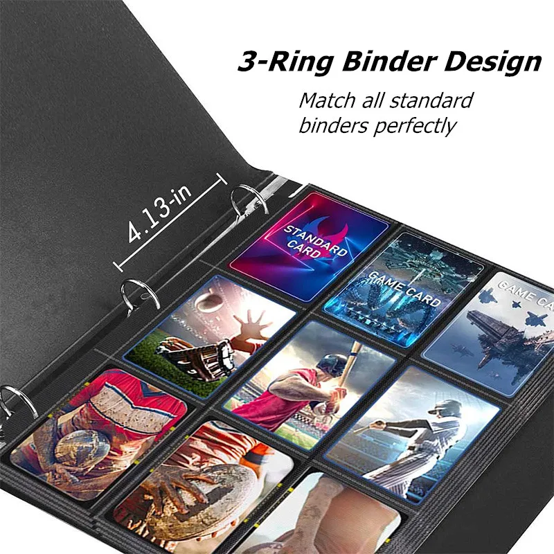 Board Game Card Pages Baseball Card Trading Sleeves Binder Fit for 3 Ring Holder Protector 10 Sheets Pack 18 Pockets