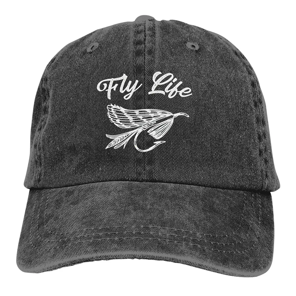 

Washed Men's Baseball Cap Fly Life Trucker Snapback Caps Dad Hat Fly Fishing Golf Hats