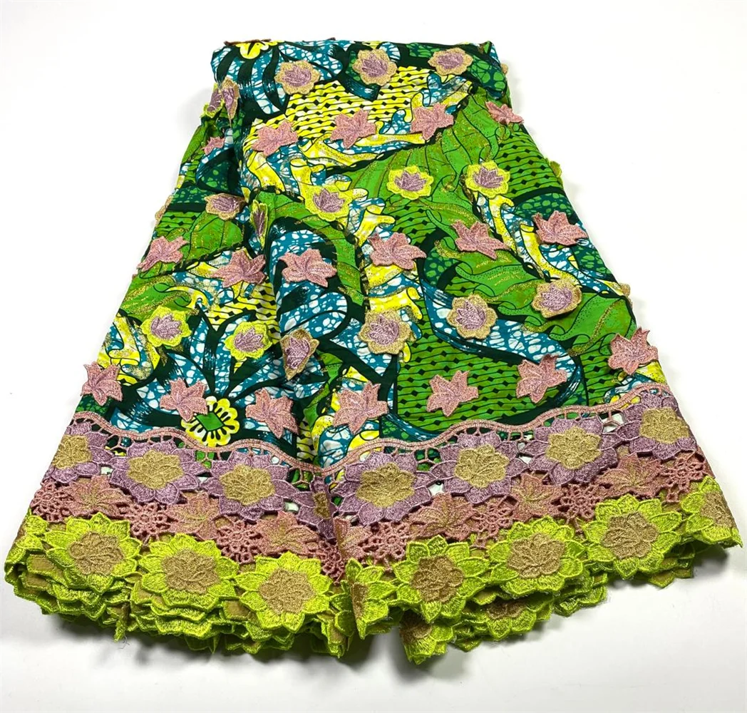 New High Quality Wax Guipure Embroidery African Wax Lace Fabric 2026 Blue French Ankara Lace For Women Ankara For Sew 2