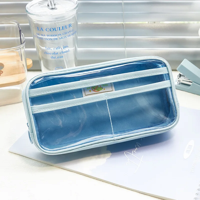 Clear Pencil Pouch 7 Vivid Color Clear Pen Case Cosmetic Purse Minimalist Clear  Pencil Pouch Waterproof Transparent Accessories Case 