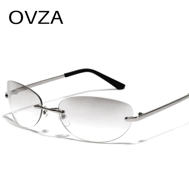 OVZA – lunettes de soleil Punk sans bords pour hommes et femmes, verres dégradés, lentilles étroites Anti-UV, S2064 1