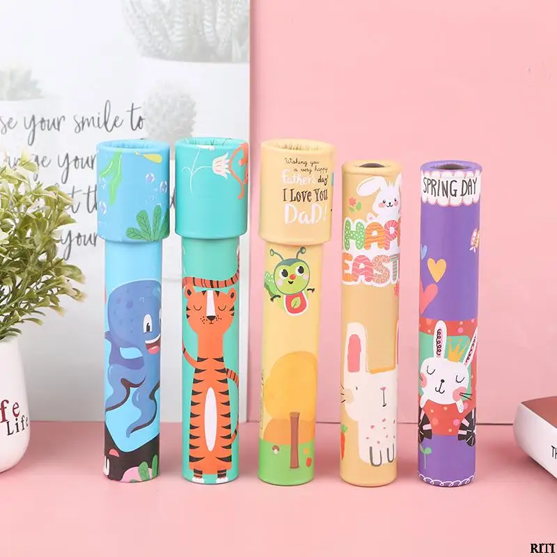 1Pc Cartoon Magic Kaleidoscope Rotating Various Patterns Kids School Educational Toys Science Experiment Toy