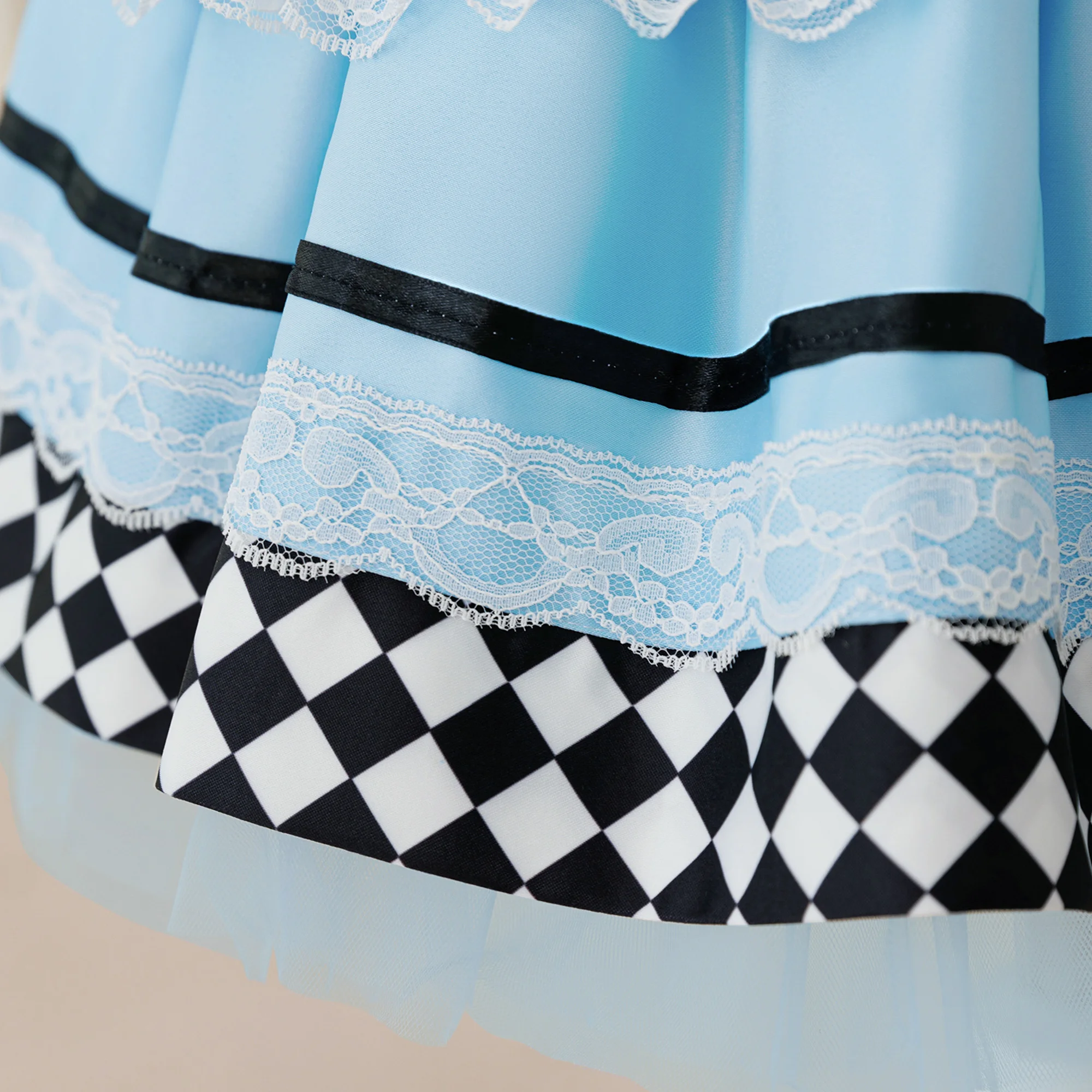 Baby Mädchen Kleid Alice im Wunderland Mädchen Performance Kostüm Faltenrock Bedrucktes Spitzen Prinzessin Kleid – Detail 9