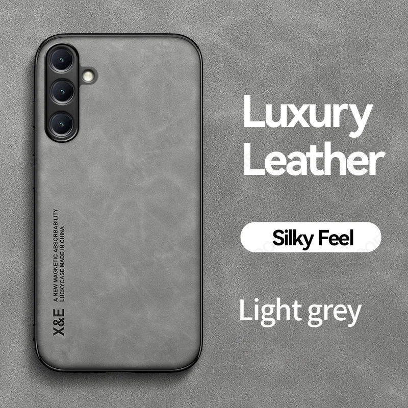 Luxury Leather Magnetic Car Mount Phone Case