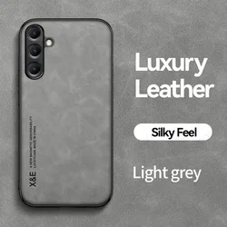 Luxury Leather Magnetic Car Mount Phone Case for Galaxy A25 5G (Light Gray)