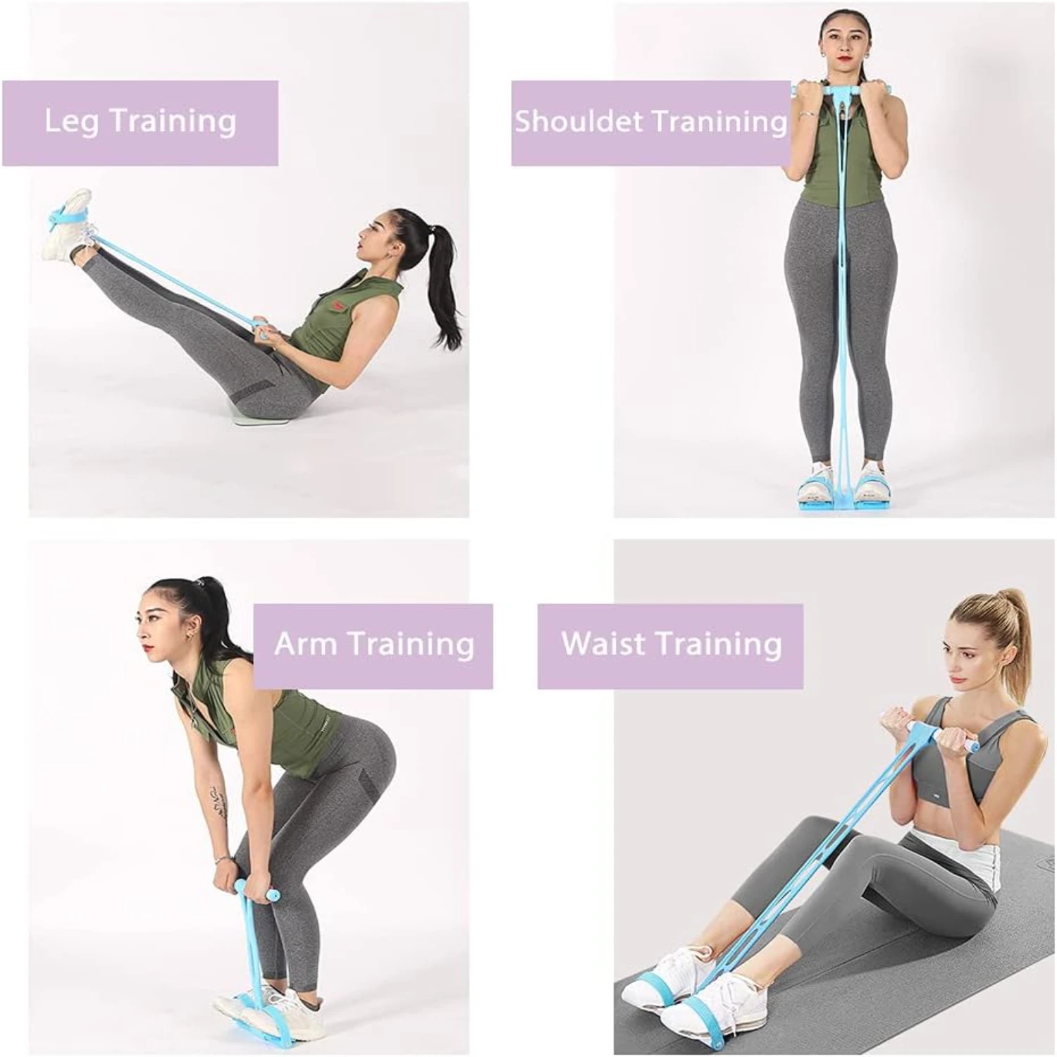 Blue Slimming Natural Latex Elastic Resistance Band for Arms, Legs, Abdomen, and Waist-Multifunctional Tension Rope for Full B