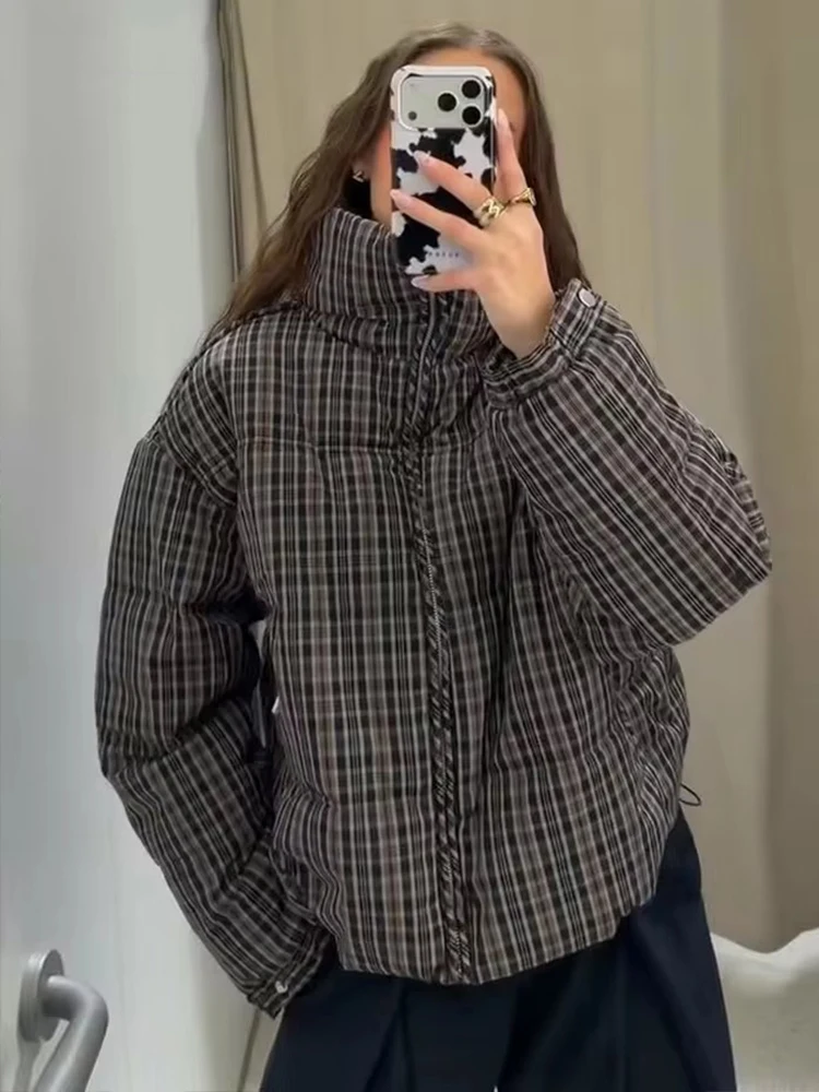 2026 Women Winter Jacket Fashion Stand Neck Long Sleeve Zipper Short Parka Coats Female New Daily Casual Warm Outwear ﻿