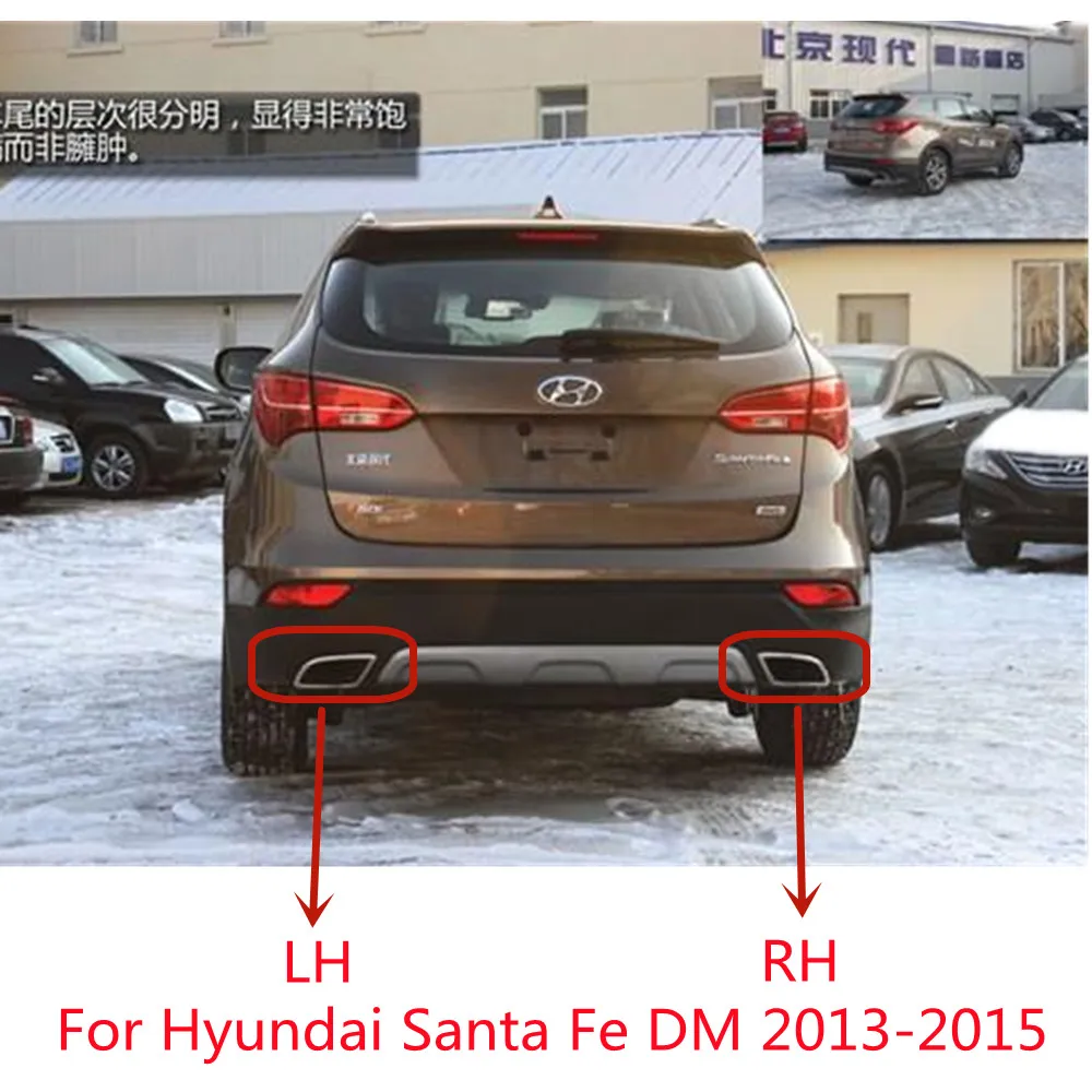 Rear Exhaust Muffler Tail End Pipe Decoration Cover Trim Stainless Steel Car Exhaust Pipe Muffler Tail For Hyundai Santa Fe