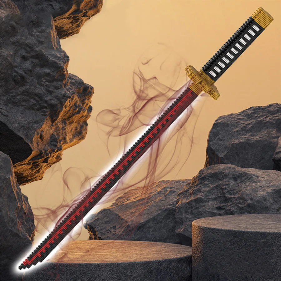 Animes Demon Slayer Yamato Swords Nichirin Knifes Blade Arms Equipage Accessories Game Model Toys Kids Brick Building Block 6