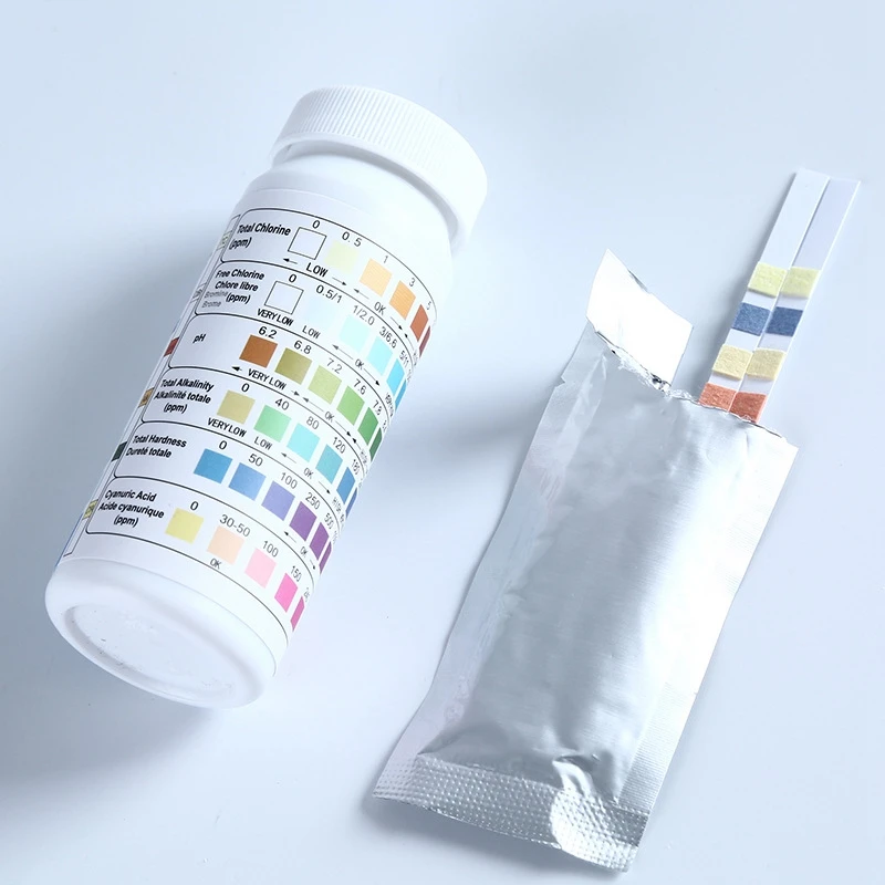 

100 шт. 6 в 1, тестовая бумага с твердостью кислоты и хлорной щелочностью, тестовые инструменты с циануровым бромом PH