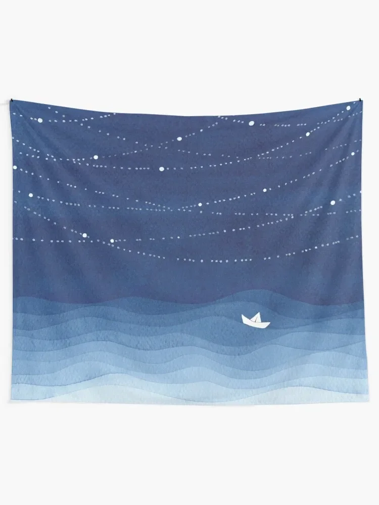 별 화환 2, 파란색 수채화 태피스트리, 침실 벽걸이 장식