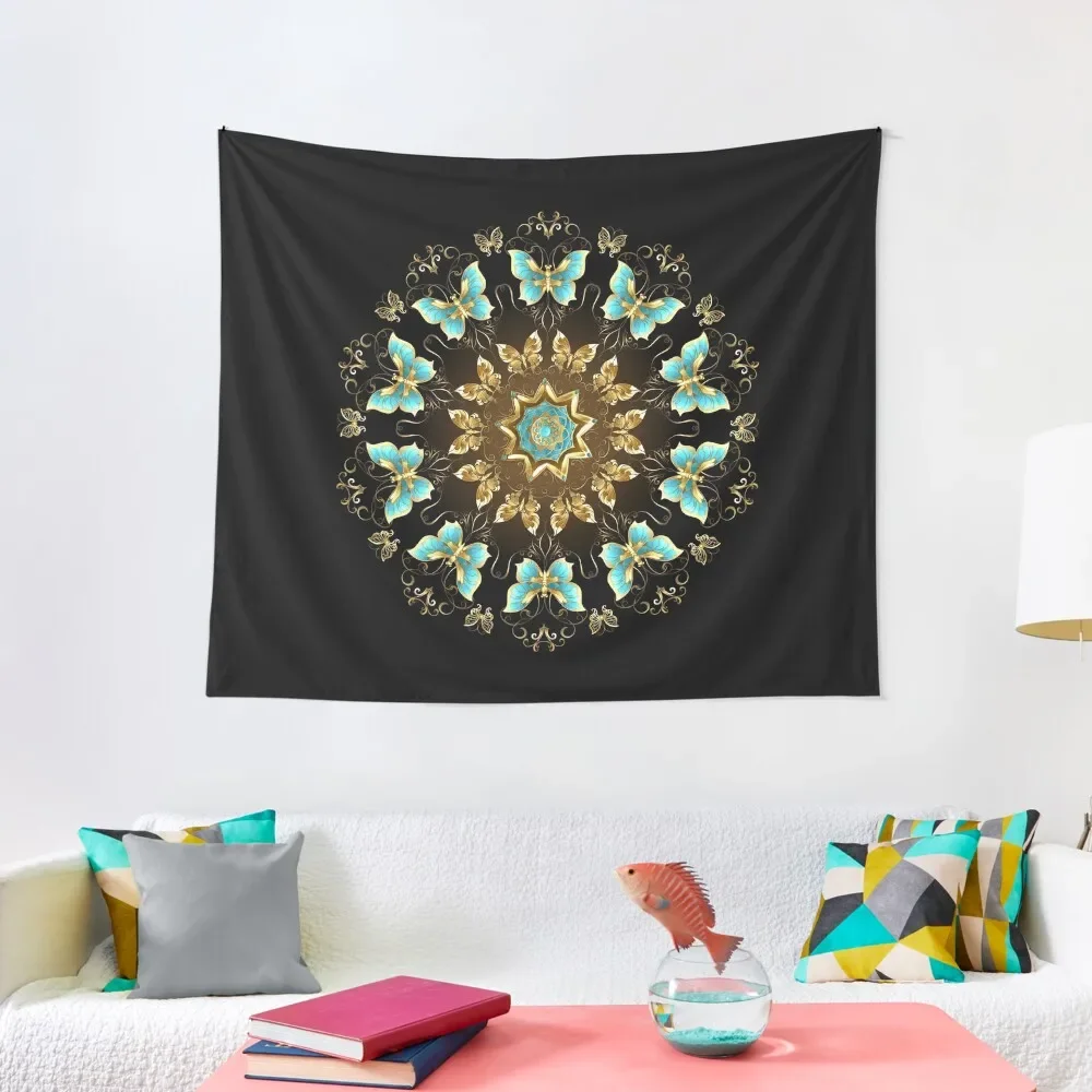 

Mandala of Golden Butterflies ( Gold Butterflies ) Tapestry Decorative Paintings Decoration For Bedroom Room Ornaments Tapestry