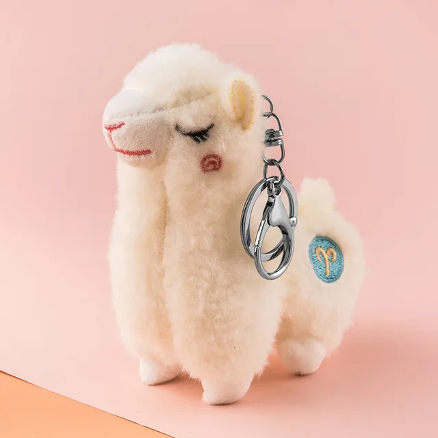 1pc Soft Cotton Standing Alpaca Toys Stuffed Plush Doll Key Chain Rainbow Horse Camel Animals Keychains Women Bags Charms Gifts 2