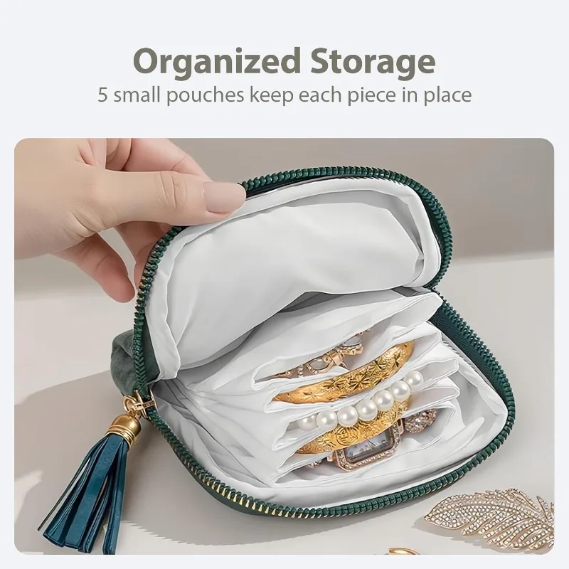 Travel Jewelry Box - Portable Necklace, Ring, Bracelet Organizer, Women's Zipper Jewelry Bag, Convenient and  Practical