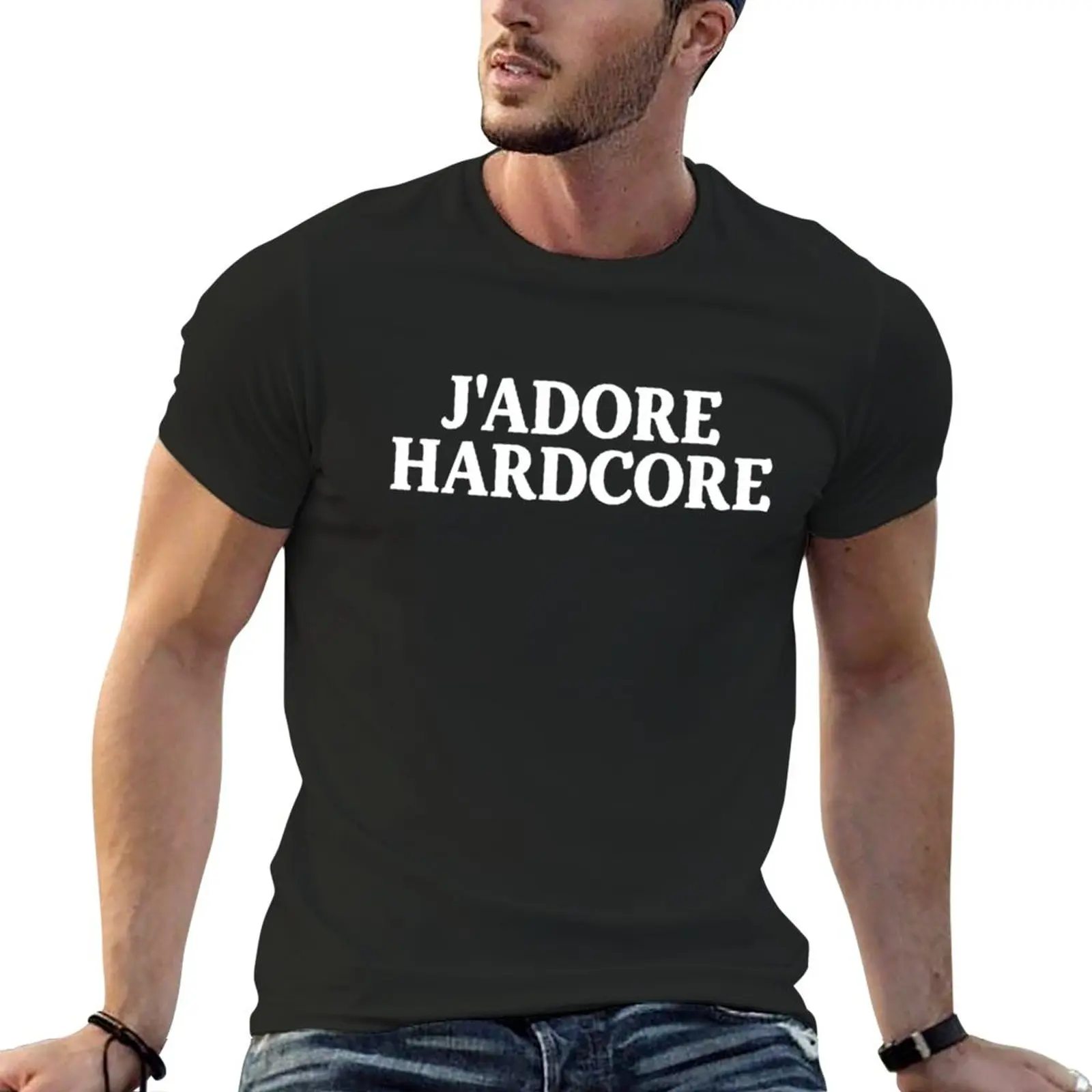 New I Love Hardcore - Statement - J 'Adore Hardcore J'Adore Hardcore T-Shirt Anime Short T-Shirt Da Uomo Magliette Grandi E Alte