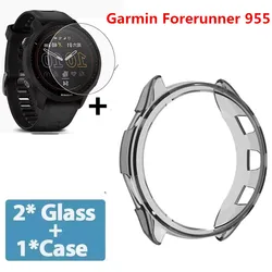 Deluxe Soft TPU Protective Case with Tempered Glass Screen Shield - Forerunner 955 (1)