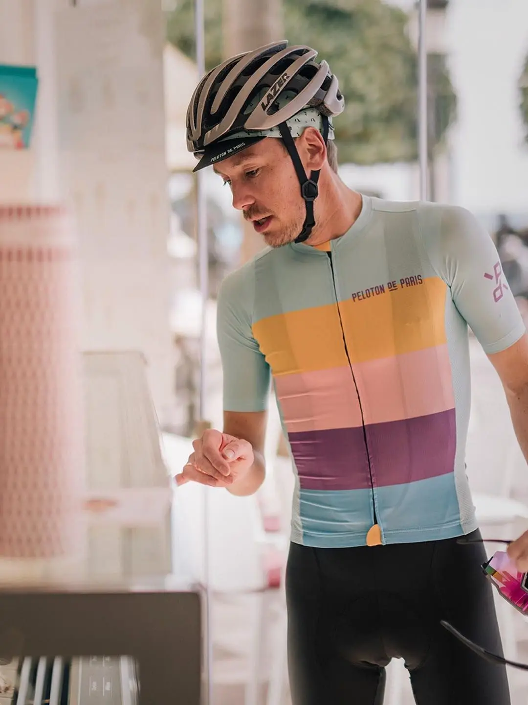 thumbnail image 1 of Camisetas de ciclismo PELOTON DE PARIS para hombre, ropa de ciclismo profesional de manga corta, transpirable, de secado rápido, de verano, a bajo precio, 1 of 5