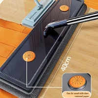 ไม้ถูพื้นแบบไม่ต้องใช้มือ JOYBOS ขนาด 40 ซม. ชุดทำความสะอาดพื้นแบบหมุน พร้อมถัง ผ้าไมโครไฟเบอร์ซักได้ ใช้ได้ทั้งแบบเปียกและแบบแห้ง สำหรับห้องน้ำ ห้องสุขา และบ้าน 5