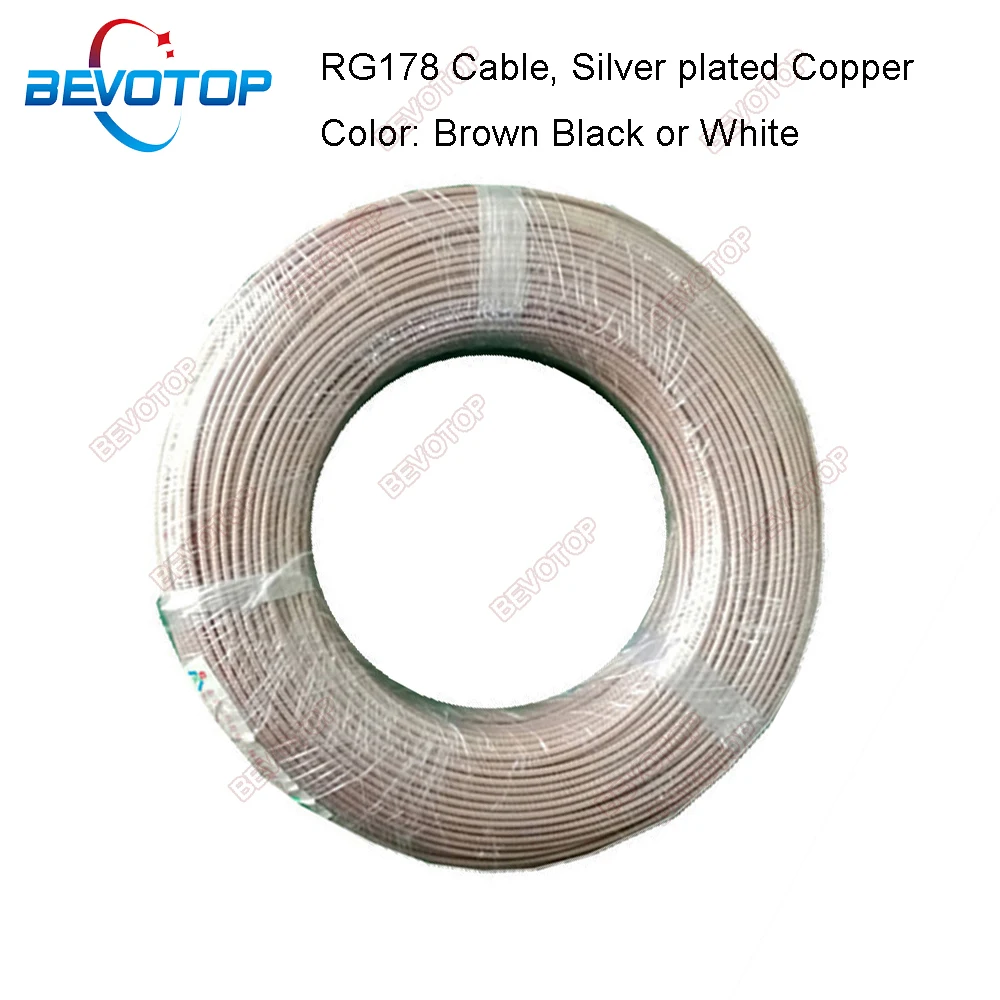 

100M/200M RG178 RF Coaxial Cable Silver Plated Copper 50 Ohm Low Loss Coax Cord for Crimp Connector