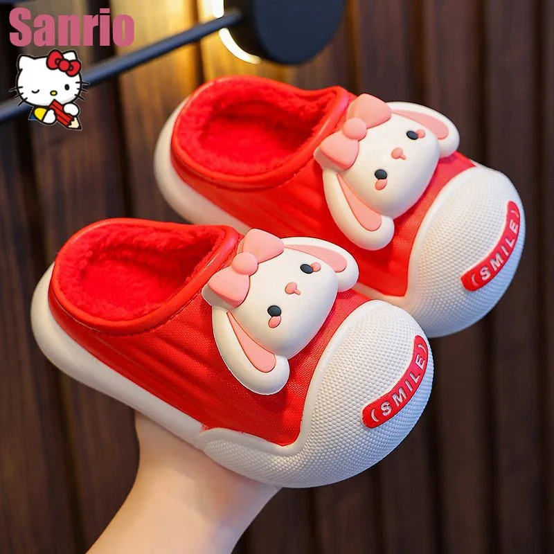 

Sanrio My Melody Kawaii Cartoon Children's Slippers Men and Girls Cute Warm Padded Waterproof Winter Baby Cute Cotton Shoes