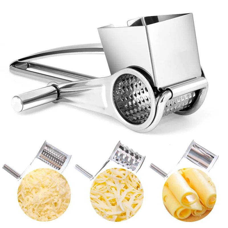 Multipurpose Rotary Cheese Grater With Stainless Steel Drums Handheld Cheese  Grinder For Parmesan Cheddar Chocolate Vegetable - AliExpress