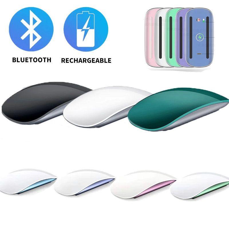 Bluetooth Ricaricabile Wireless Magic Mouse Silent Laser Computer Mouse Sottile Ergonomico Pc Office Mause Per Apple Mac Microsoft